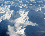 成都⇔ラサ間の飛行機から見る雪山
